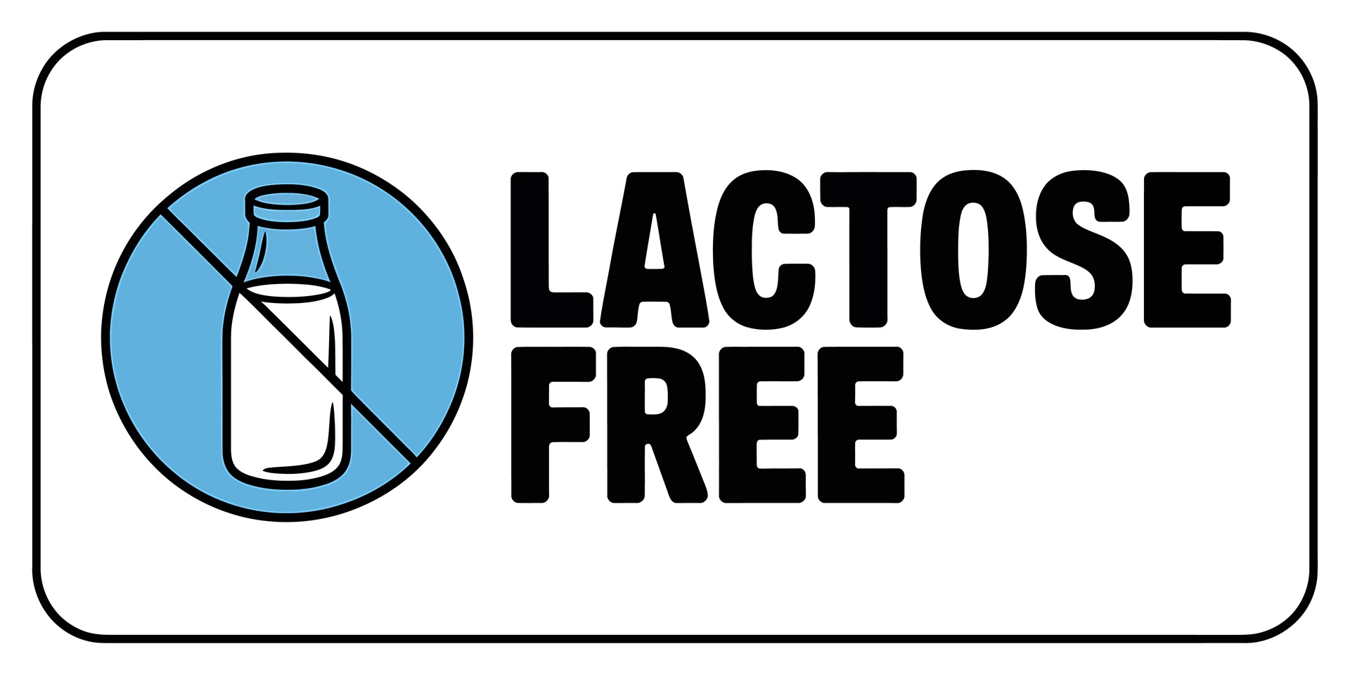 Lactose Free Symbol mit durchgestrichener Milchflasche | Milchunverträglichkeit