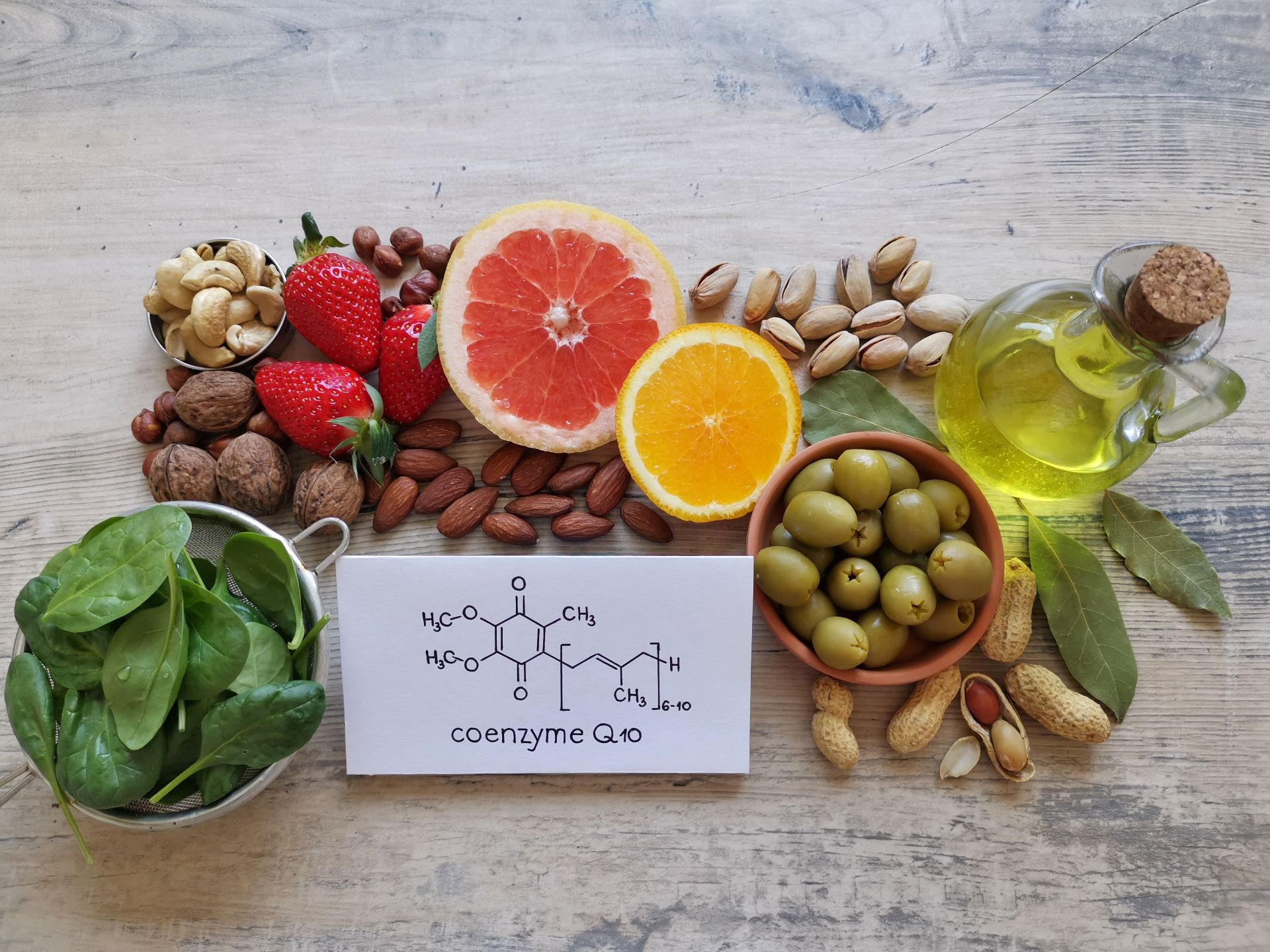 Lebensmittel mit natürlichem Gehalt an Coenzym Q10, ergänzt durch q10 ubiquinol für bessere Bioverfügbarkeit